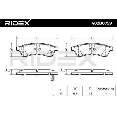Bremsbeläge Satz RIDEX 402B0759 402B0759 - foto 8