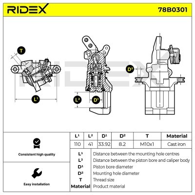 Bremssattel RIDEX 78B0301 78B0301 - foto 5