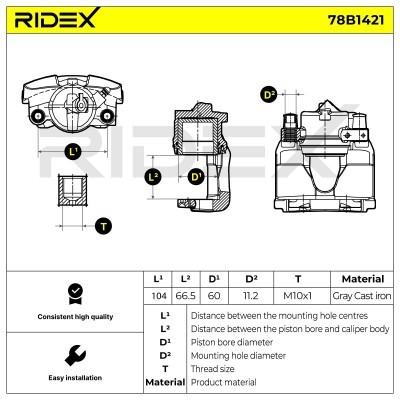 Bremssattel RIDEX 78B1421 78B1421 - foto 6