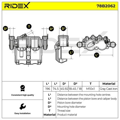Bremssattel RIDEX 78B2062 78B2062 - foto 3
