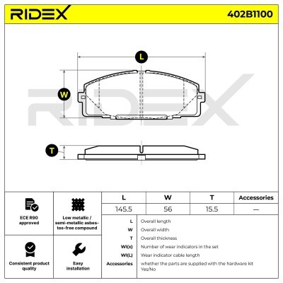Bremsbeläge Satz RIDEX 402B1100 402B1100 - foto 7