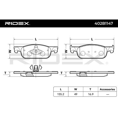 Bremsbeläge Satz RIDEX 402B1147 402B1147 - foto 6