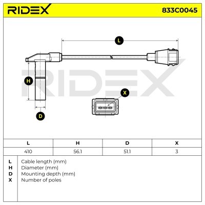 Impulsgeber, Kurbelwelle RIDEX 833C0045 833C0045 - foto 6