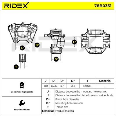Bremssattel RIDEX 78B0351 78B0351 - foto 5