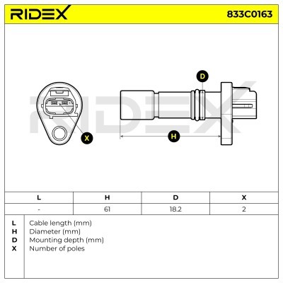 Impulsgeber, Kurbelwelle RIDEX 833C0163 833C0163 - foto 5