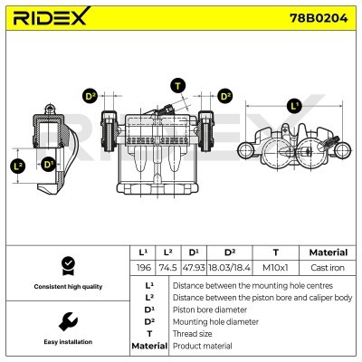Bremssattel RIDEX 78B0204 78B0204 - foto 6