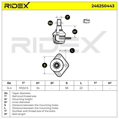 Traggelenk RIDEX 2462S0443 2462S0443 - foto 9