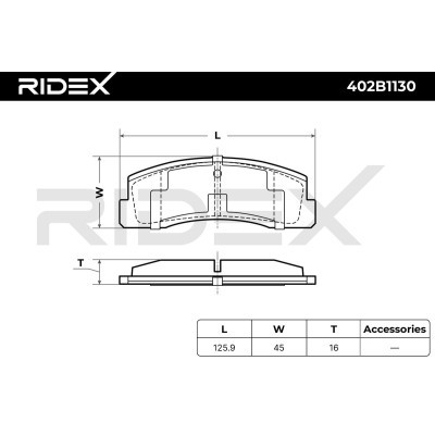Bremsbeläge Satz RIDEX 402B1130 402B1130 - foto 6