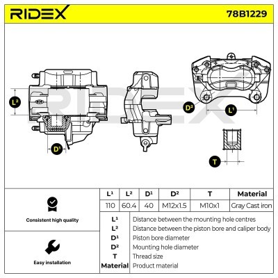 Bremssattel RIDEX 78B1229 78B1229 - foto 7
