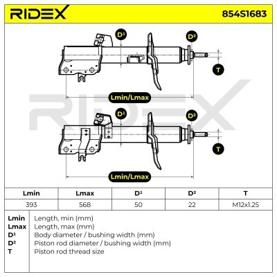 Stoßdämpfer RIDEX 854S1683 854S1683 - foto 8