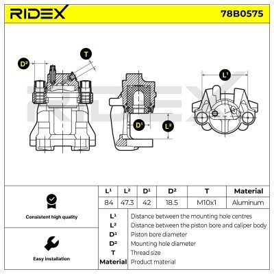 Bremssattel RIDEX 78B0575 78B0575 - foto 5