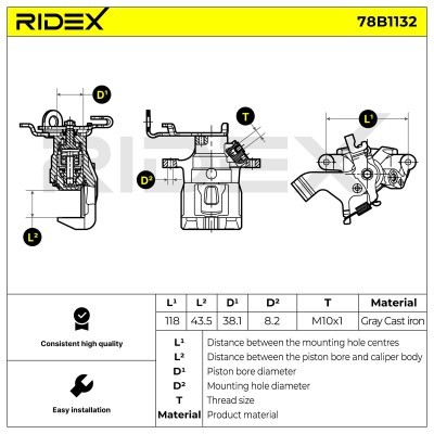 Bremssattel RIDEX 78B1132 78B1132 - foto 6