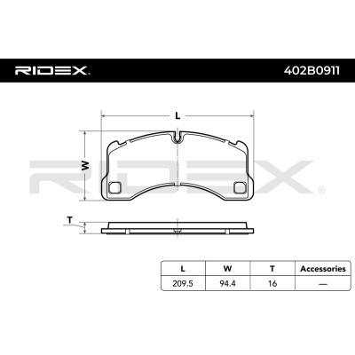 Bremsbeläge Satz RIDEX 402B0911 402B0911 - foto 6