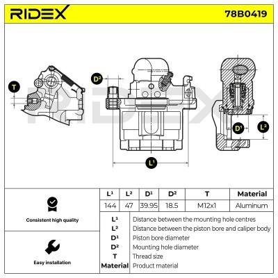 Bremssattel RIDEX 78B0419 78B0419 - foto 2