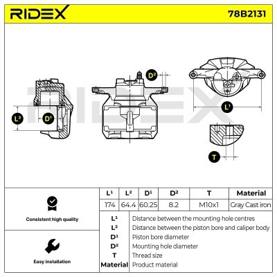 Bremssattel RIDEX 78B2131 78B2131 - foto 6