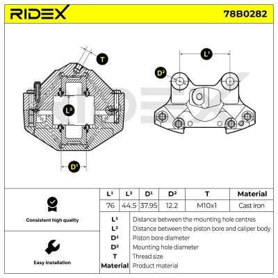 Bremssattel RIDEX 78B0282 78B0282 - foto 2