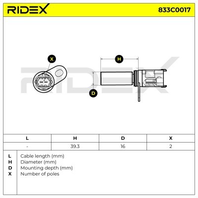 Impulsgeber, Kurbelwelle RIDEX 833C0017 833C0017 - foto 3