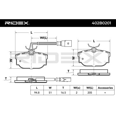 Bremsbeläge Satz RIDEX 402B0201 402B0201 - foto 3