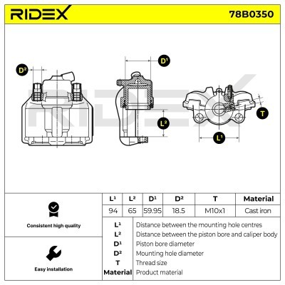 Bremssattel RIDEX 78B0350 78B0350 - foto 5