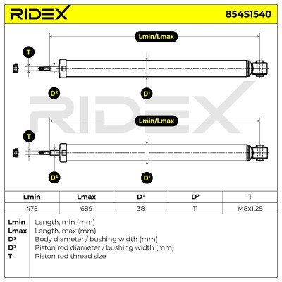 Stoßdämpfer RIDEX 854S1540 854S1540 - foto 11