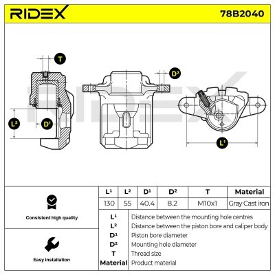 Bremssattel RIDEX 78B2040 78B2040 - foto 2