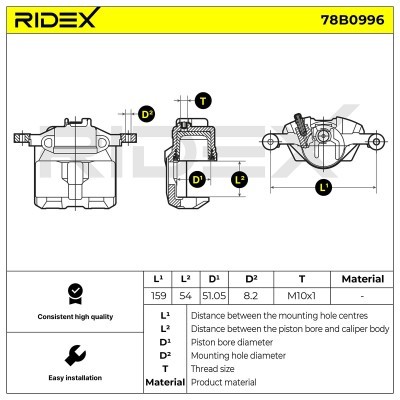 Bremssattel RIDEX 78B0996 78B0996 - foto 6