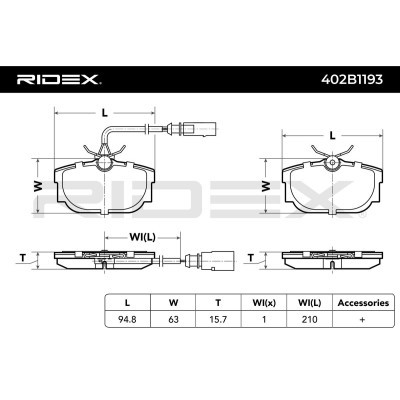 Bremsbeläge Satz RIDEX 402B1193 402B1193 - foto 6