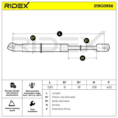Gasfeder, Koffer-/Laderaum RIDEX 219G0956 219G0956 - foto 7