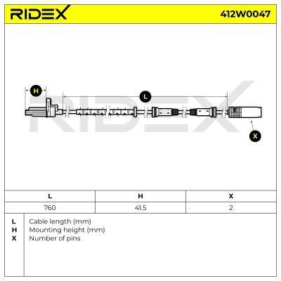 ABS Sensor RIDEX 412W0047 412W0047 - foto 6