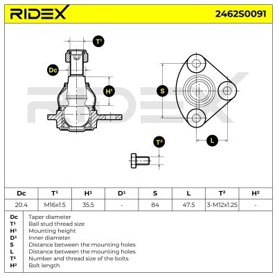 Traggelenk RIDEX 2462S0091 2462S0091 - foto 6