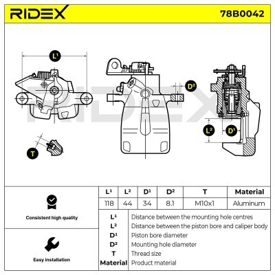 Bremssattel RIDEX 78B0042 78B0042 - foto 5