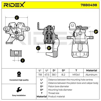 Bremssattel RIDEX 78B0498 78B0498 - foto 7