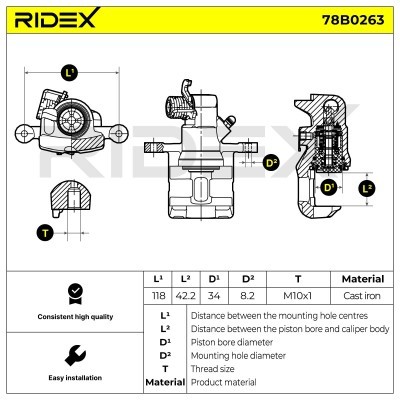 Bremssattel RIDEX 78B0263 78B0263 - foto 5