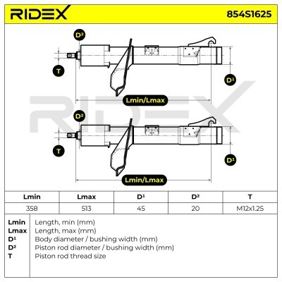 Stoßdämpfer RIDEX 854S1625 854S1625 - foto 5