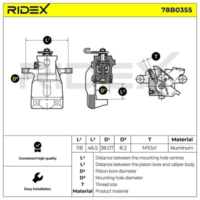 Bremssattel RIDEX 78B0355 78B0355 - foto 4