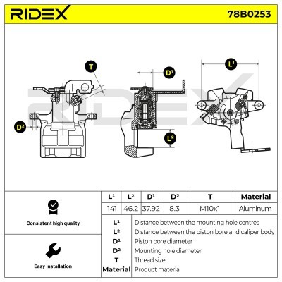 Bremssattel RIDEX 78B0253 78B0253 - foto 9