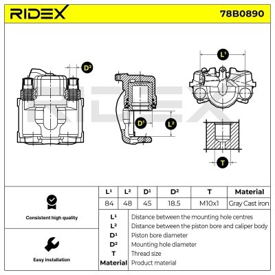 Bremssattel RIDEX 78B0890 78B0890 - foto 5