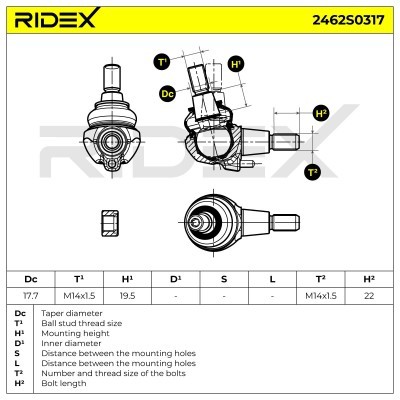 Traggelenk RIDEX 2462S0317 2462S0317 - foto 7