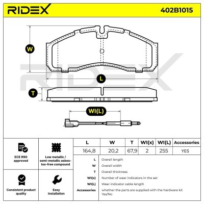Bremsbeläge Satz RIDEX 402B1015 402B1015 - foto 9