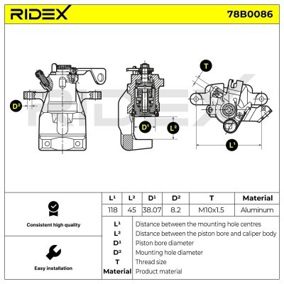 Bremssattel RIDEX 78B0086 78B0086 - foto 5