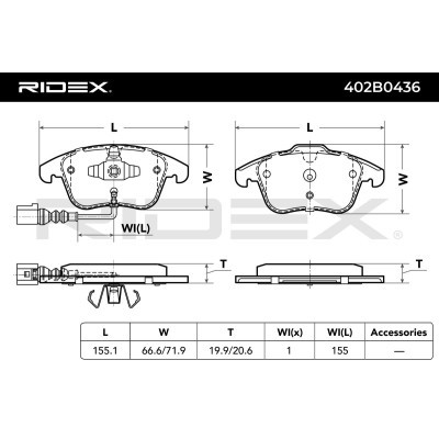 Bremsbeläge Satz RIDEX 402B0436 402B0436 - foto 3