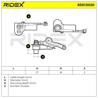 Impulsgeber, Kurbelwelle RIDEX 833C0020 833C0020 - foto 3