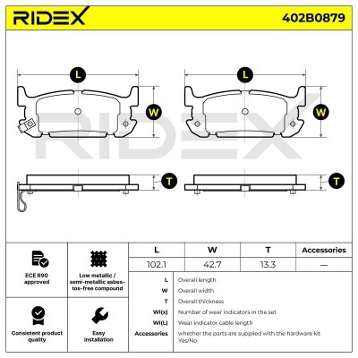 Bremsbeläge Satz RIDEX 402B0879 402B0879 - foto 7