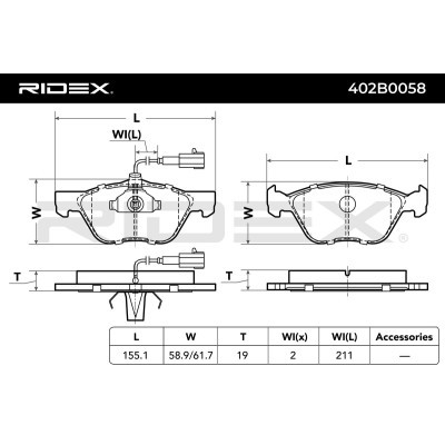 Bremsbeläge Satz RIDEX 402B0058 402B0058 - foto 3