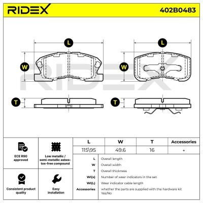Bremsbeläge Satz RIDEX 402B0483 402B0483 - foto 9