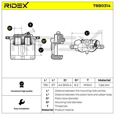 Bremssattel RIDEX 78B0314 78B0314 - foto 6