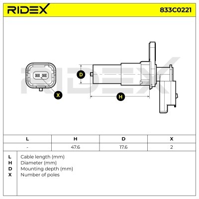 Impulsgeber, Kurbelwelle RIDEX 833C0221 833C0221 - foto 6
