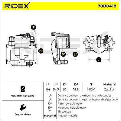 Bremssattel RIDEX 78B0418 78B0418 - foto 5