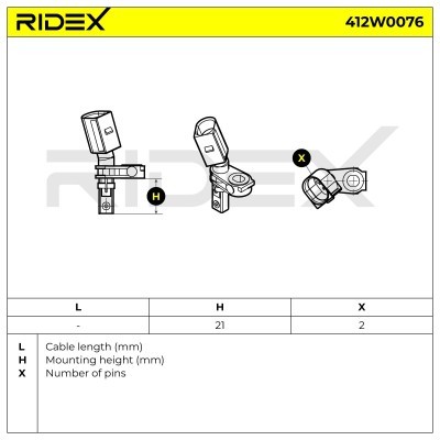 ABS Sensor RIDEX 412W0076 412W0076 - foto 3