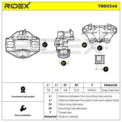 Bremssattel RIDEX 78B0346 78B0346 - foto 7